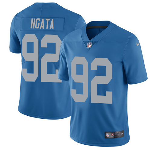 Nike Lions #92 Haloti Ngata Blue Throwback Men's Stitched NFL Vapor Untouchable Limited Jersey